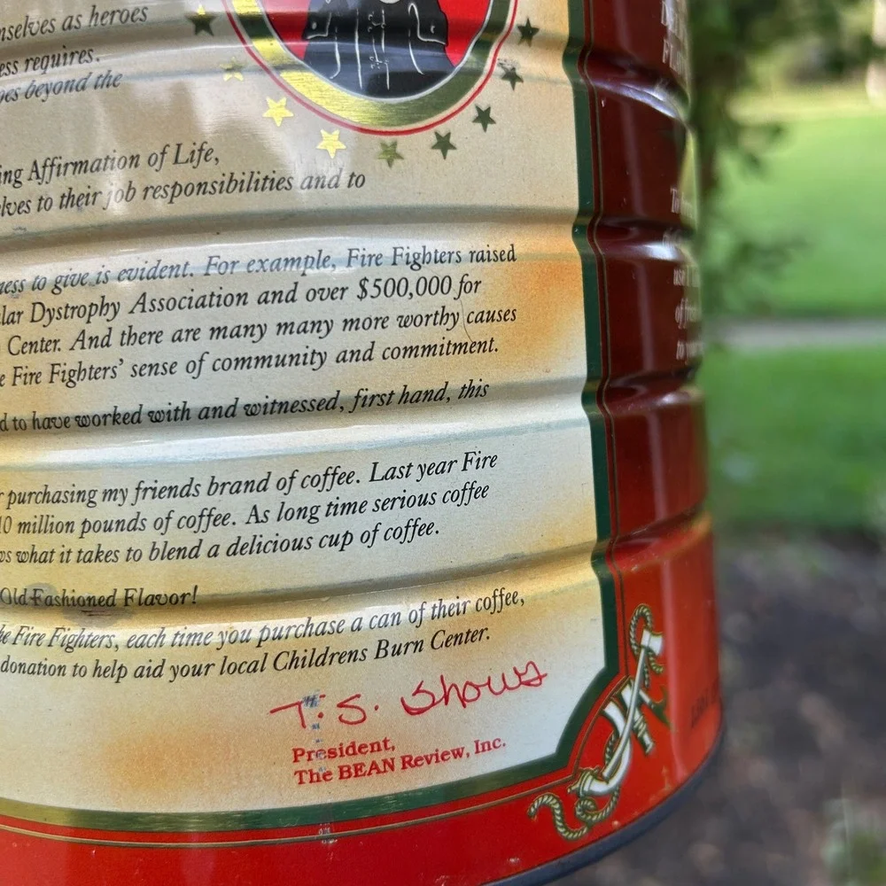 Vtg Fire Fighters Signature Blend Coffee Tin Special Ed 